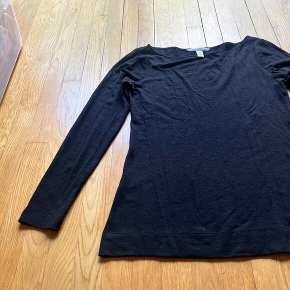 Diane Von Furstenberg Size L Black Wool Blend Long Sleeve Round Neck Sweater - Picture 4 of 13